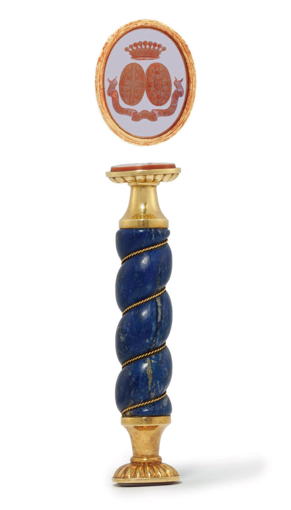 A CONTINENTAL GOLD-MOUNTED HARDSTONE HAND-SEAL