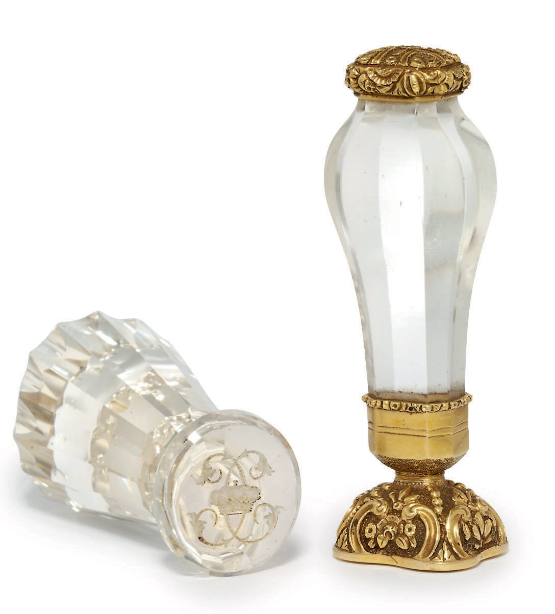 TWO CONTINENTAL ROCK CRYSTAL HAND-SEALS, ONE GOLD-MOUNTED