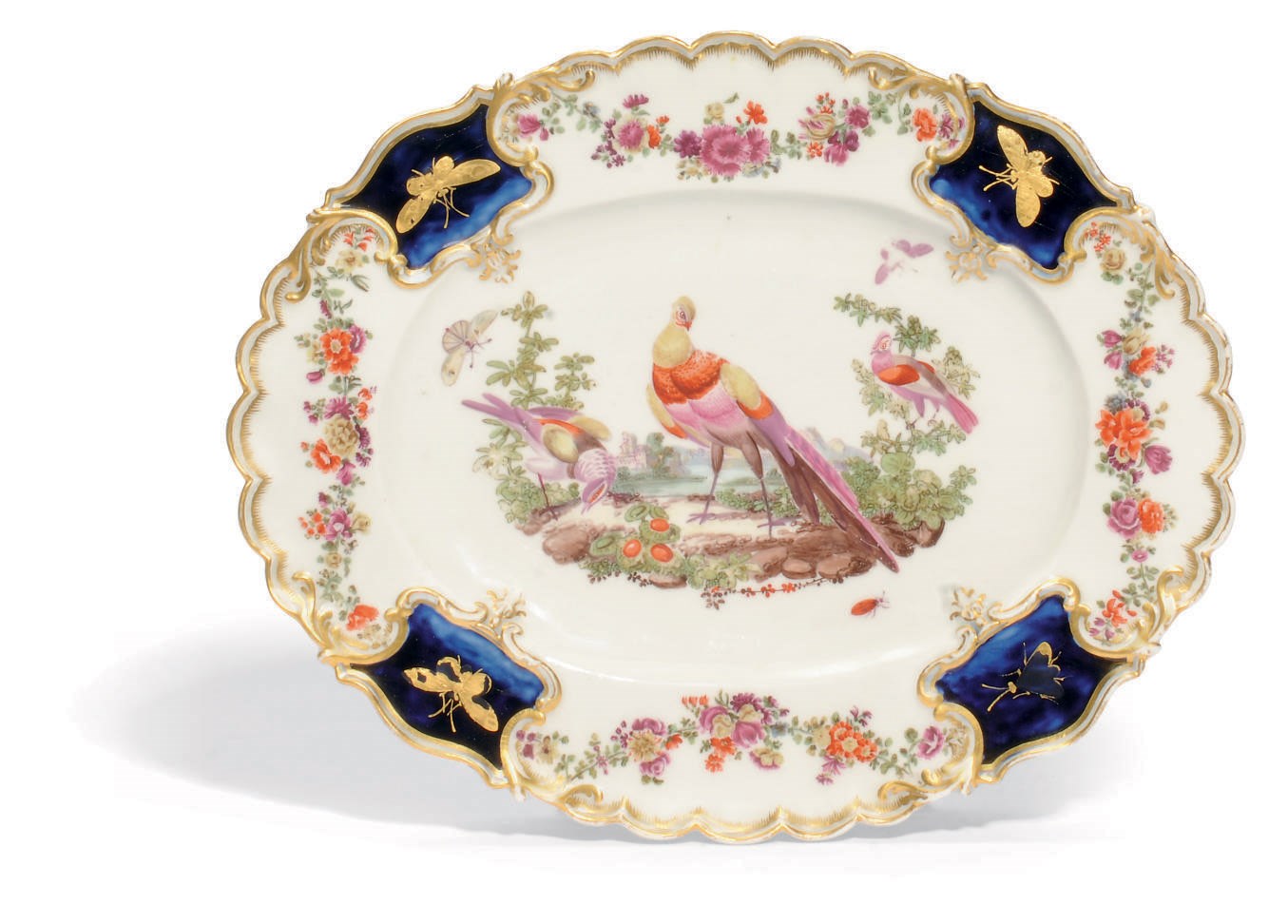 A CHELSEA (GOLD ANCHOR) SHAPED OVAL PLATE FROM THE MECKLENBURG-STRELITZ SERVICE