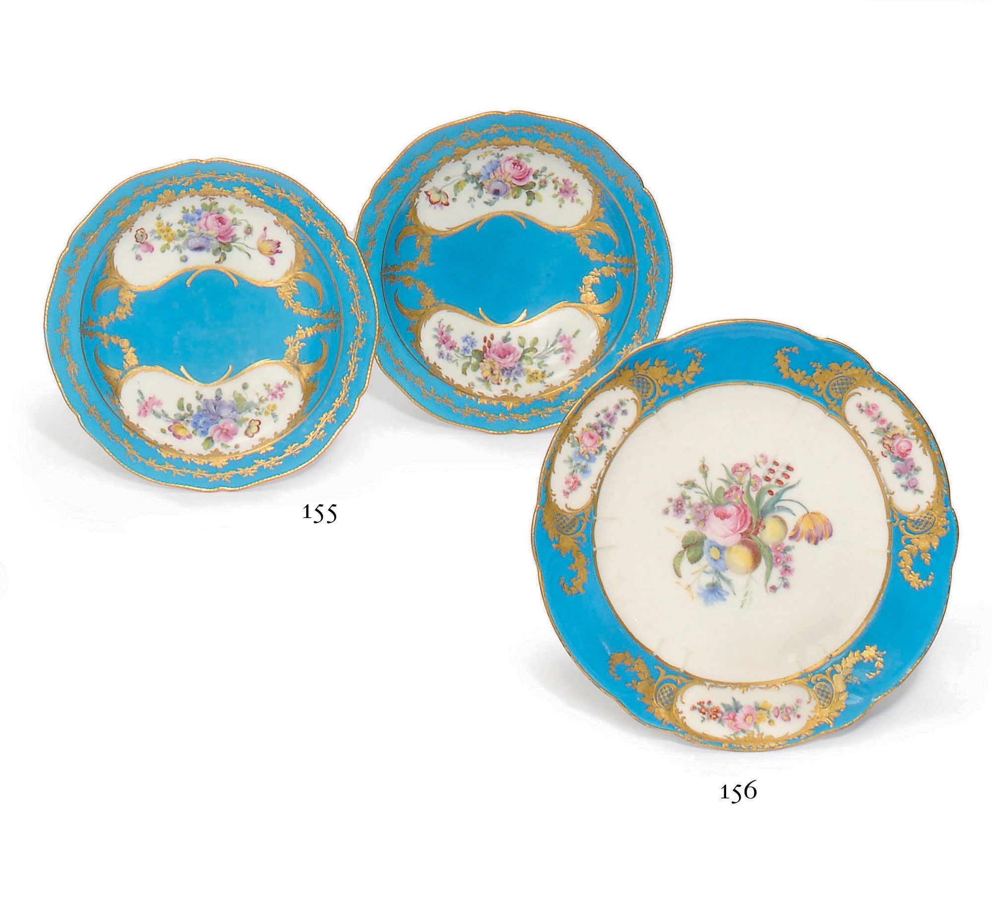 A SEVRES BLEU CELESTE PLATE (ASSIETTE A PALMES)