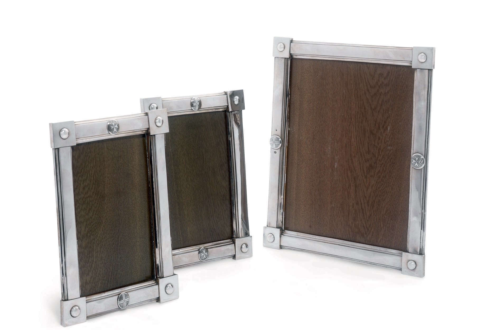 A SET OF THREE CONTINENTAL SILVER ALTAR-FRAMES