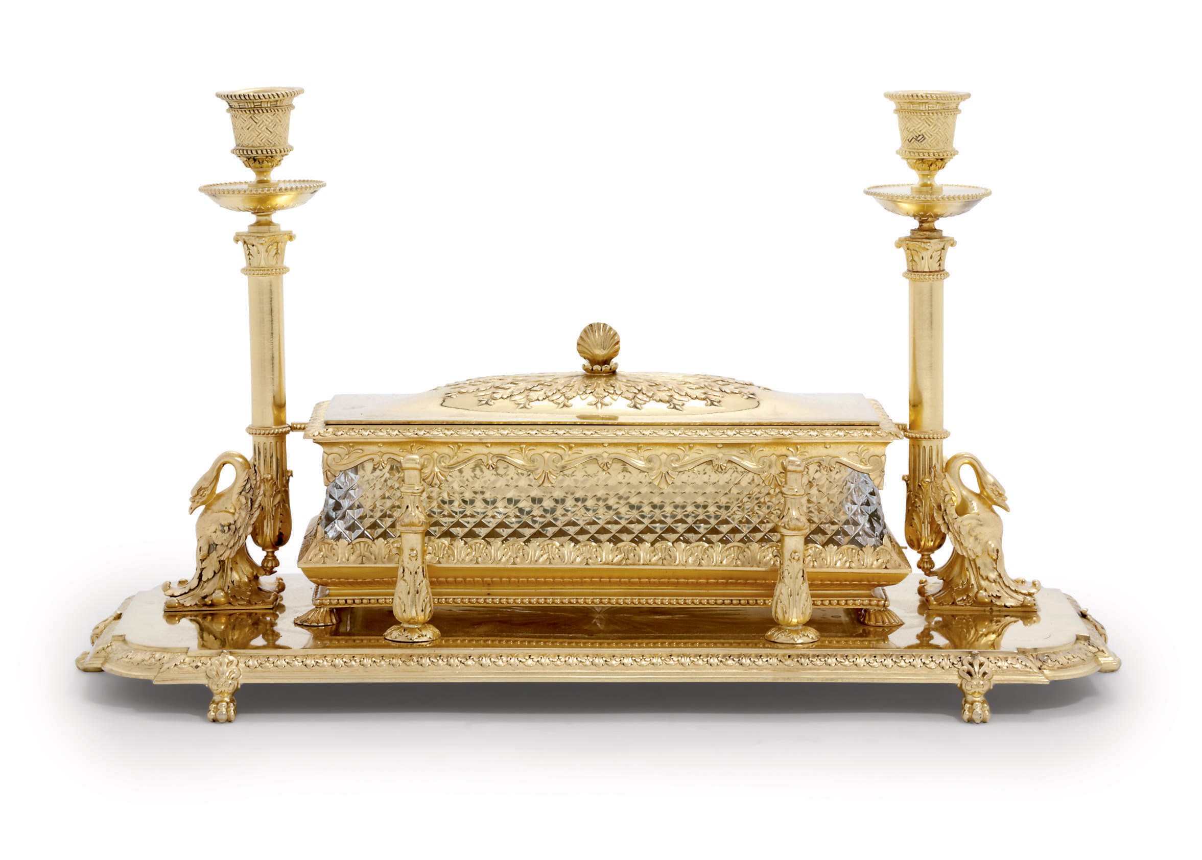 A FRENCH SILVER-GILT INKSTAND