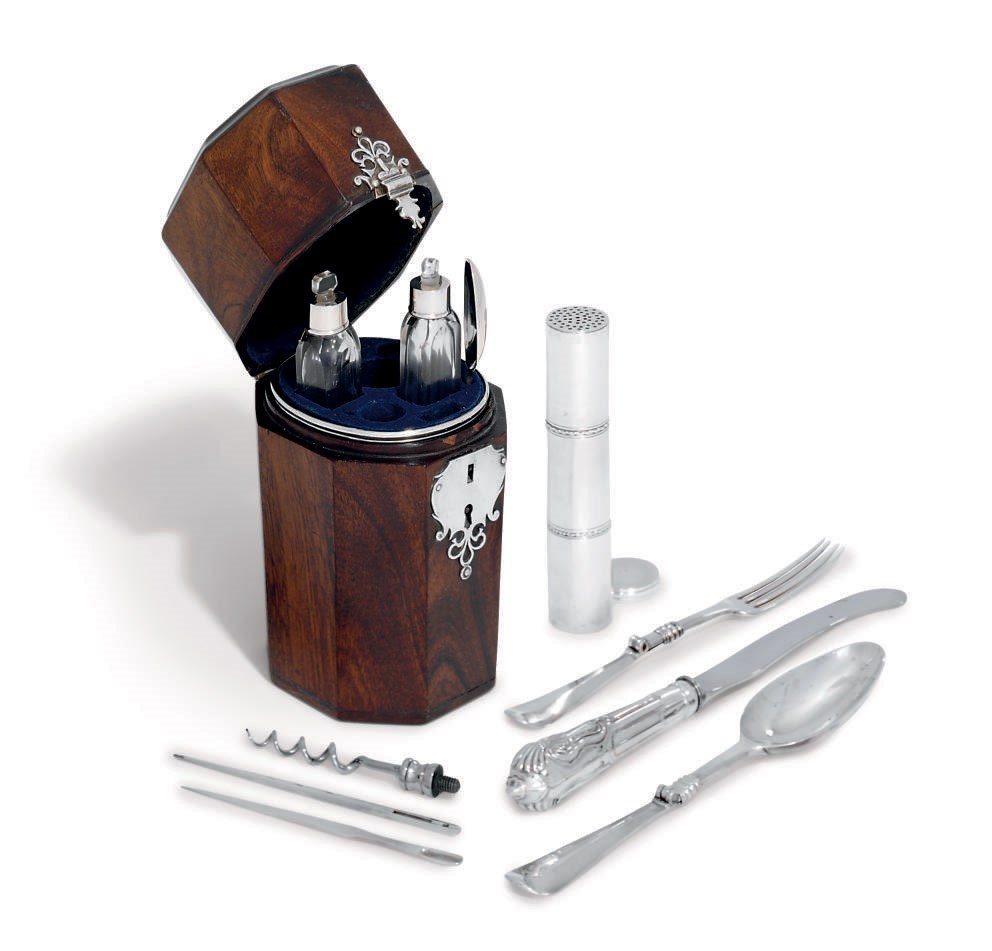 A GEORGE III SILVER TRAVELLING CANTEEN