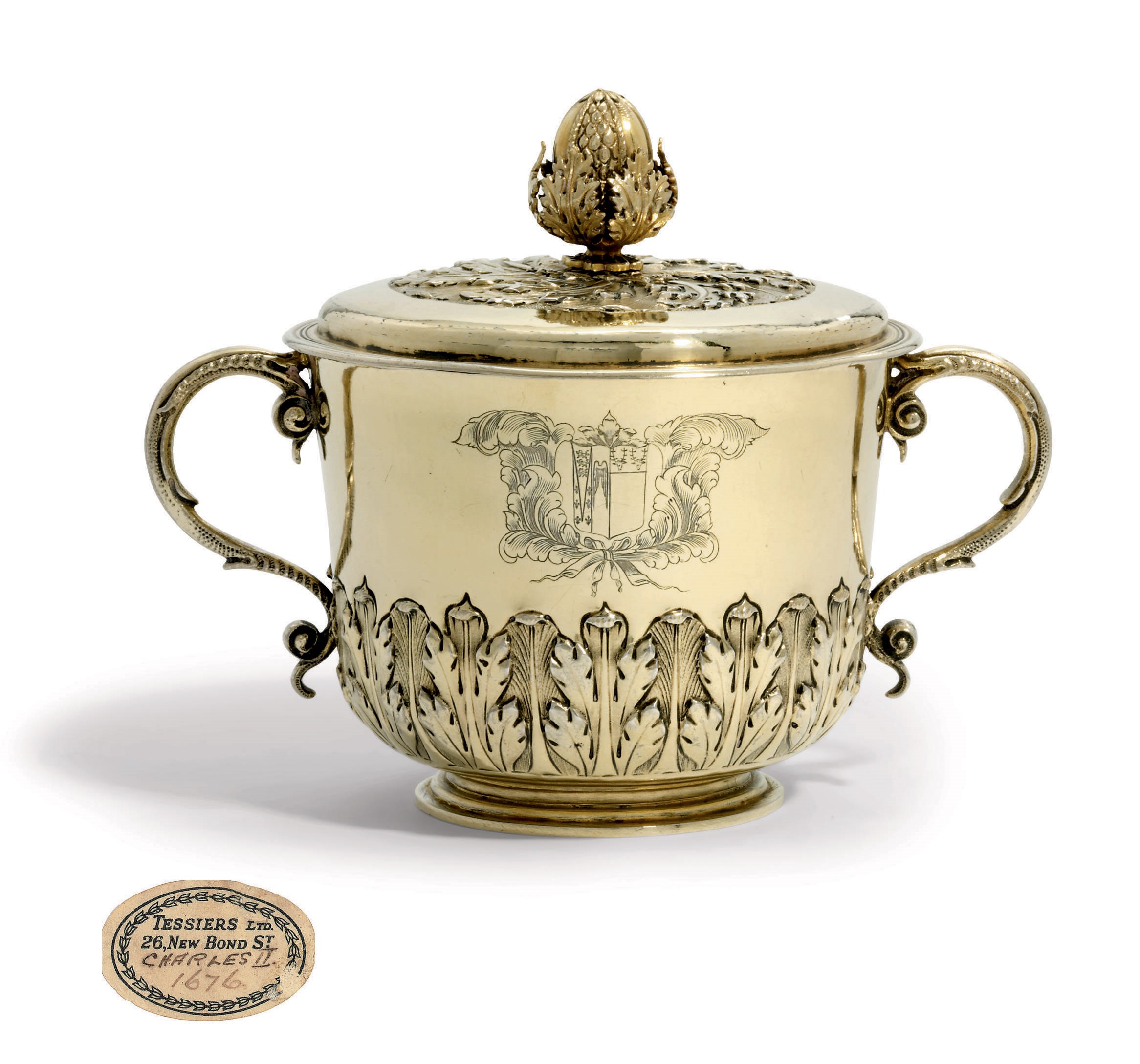 A CHARLES II SILVER-GILT PORRINGER AND COVER