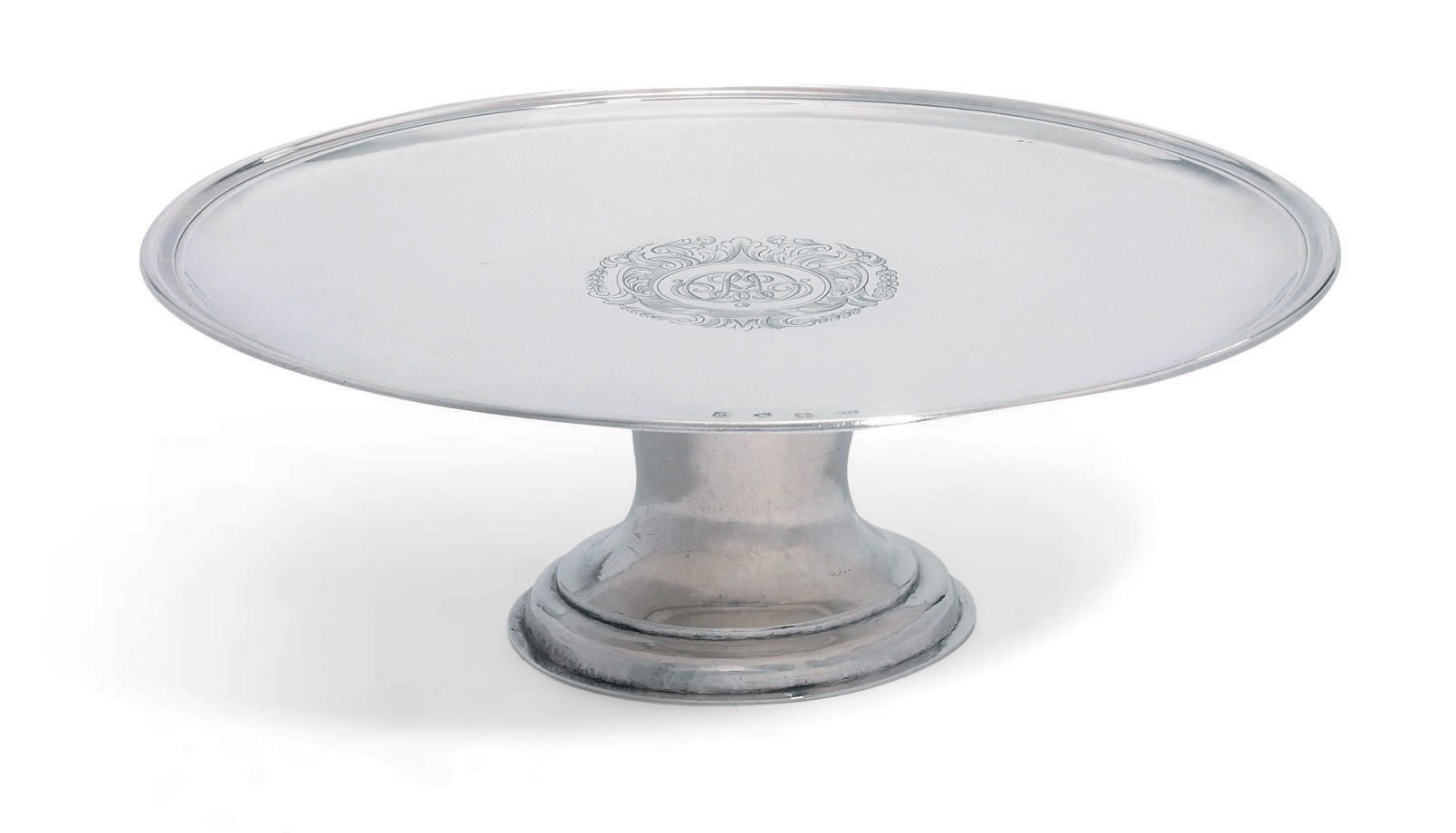 A QUEEN ANNE SILVER SALVER ON FOOT