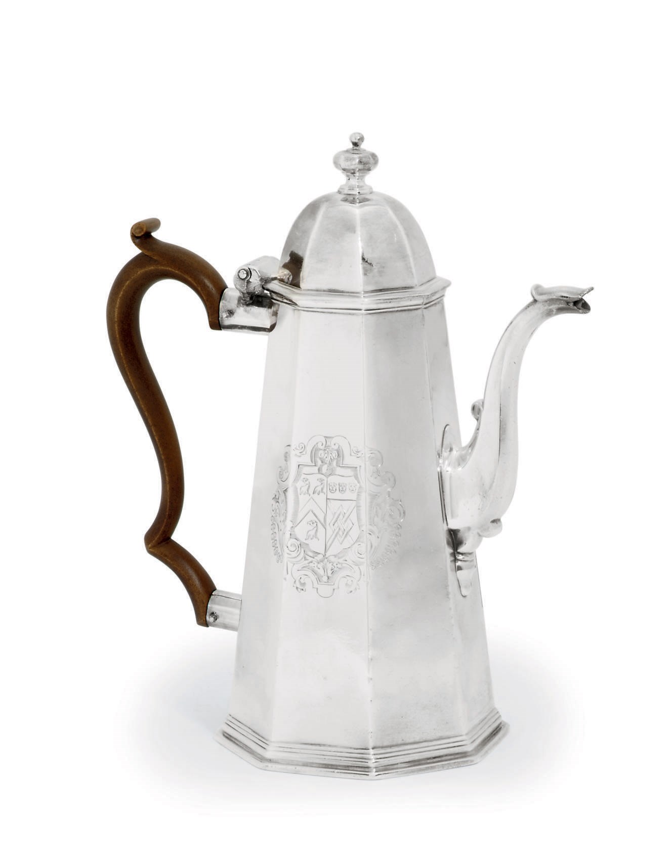 A GEORGE I SILVER COFFEE-POT