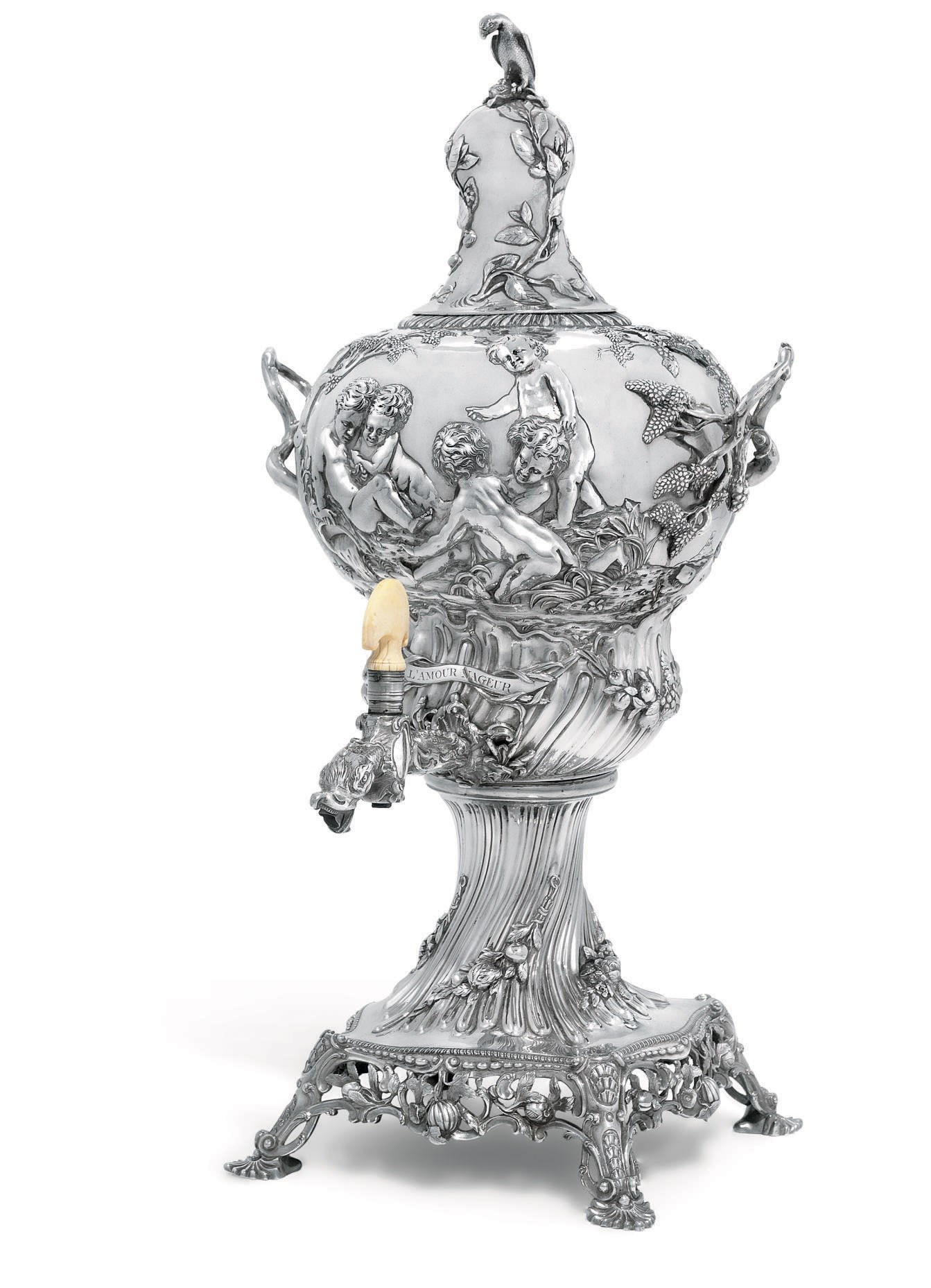 A GEORGE III IRISH SILVER TEA-URN