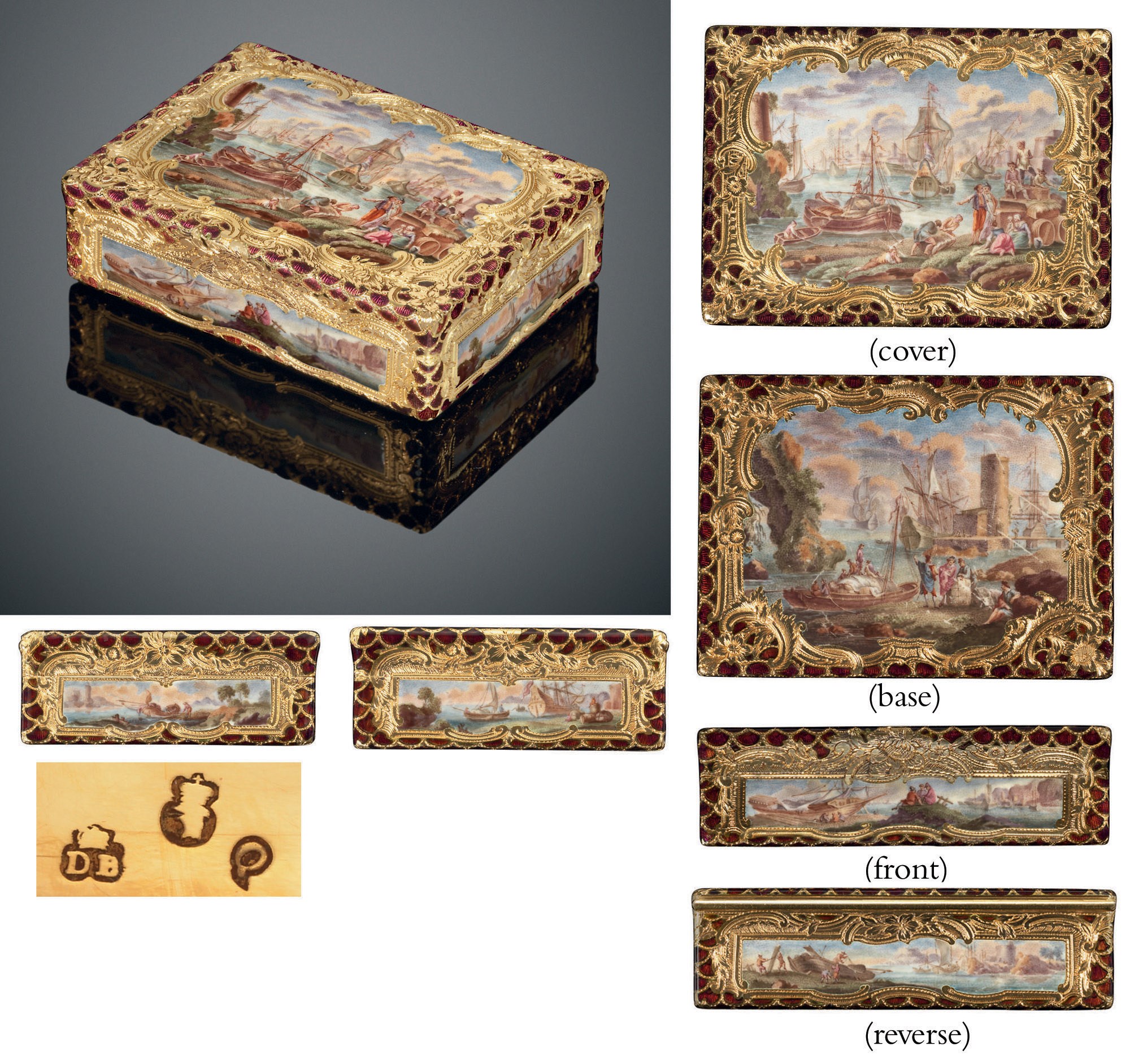 A VERY FINE AND RARE PRUSSIAN ROCOCO ENAMELLED GOLD BOX