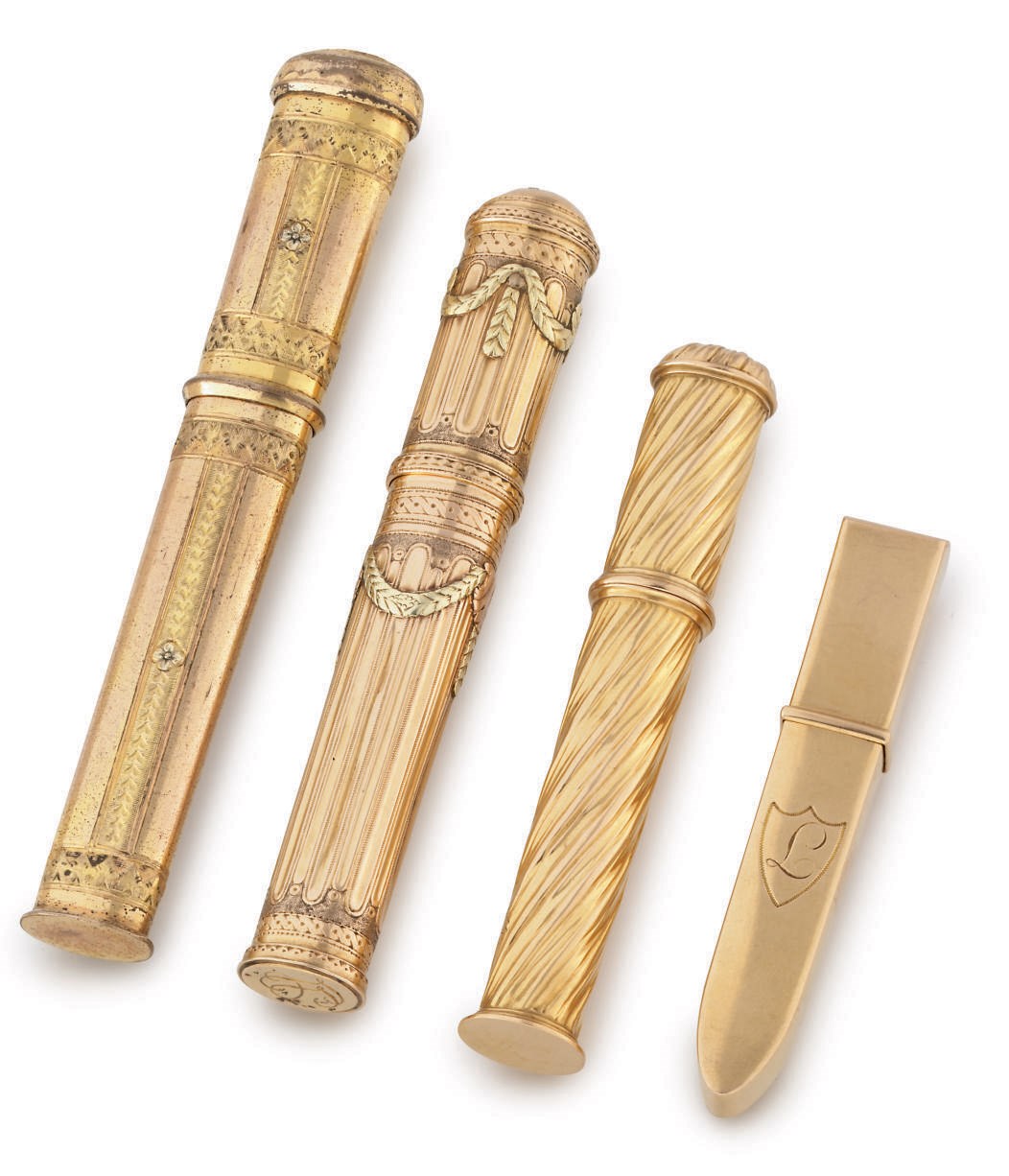 THREE CONTINENTAL GOLD ÉTUIS AND A GILT-METAL ÉTUI