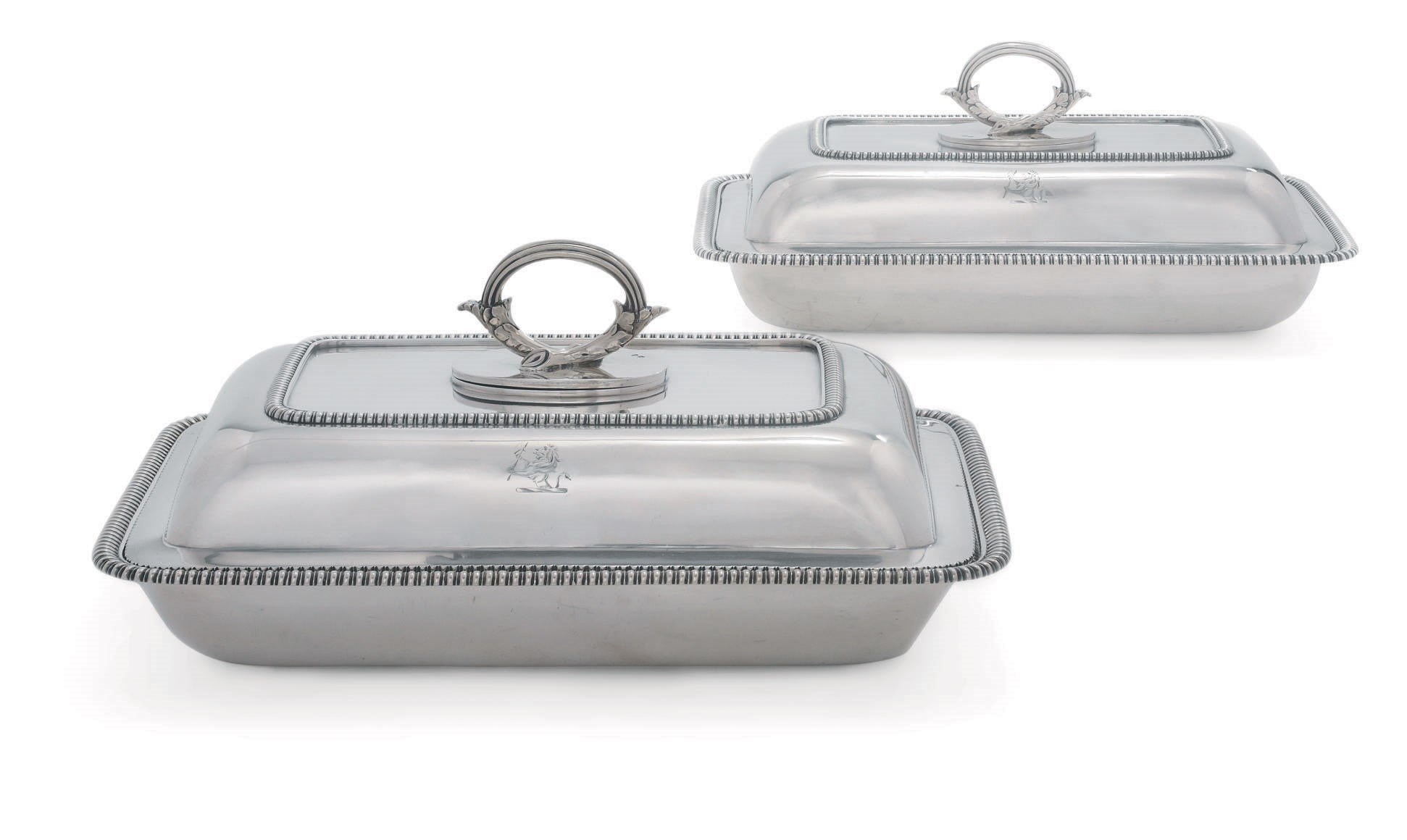 A PAIR OF GEORGE III SILVER ENTREE-DISHES AND COVERS