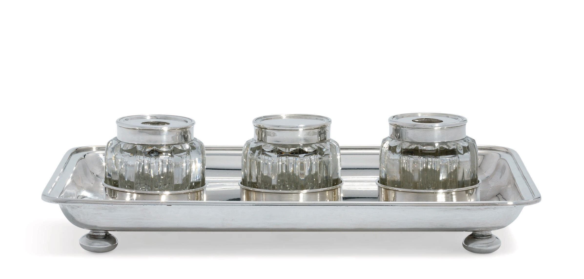 A GEORGE IV SILVER INKSTAND