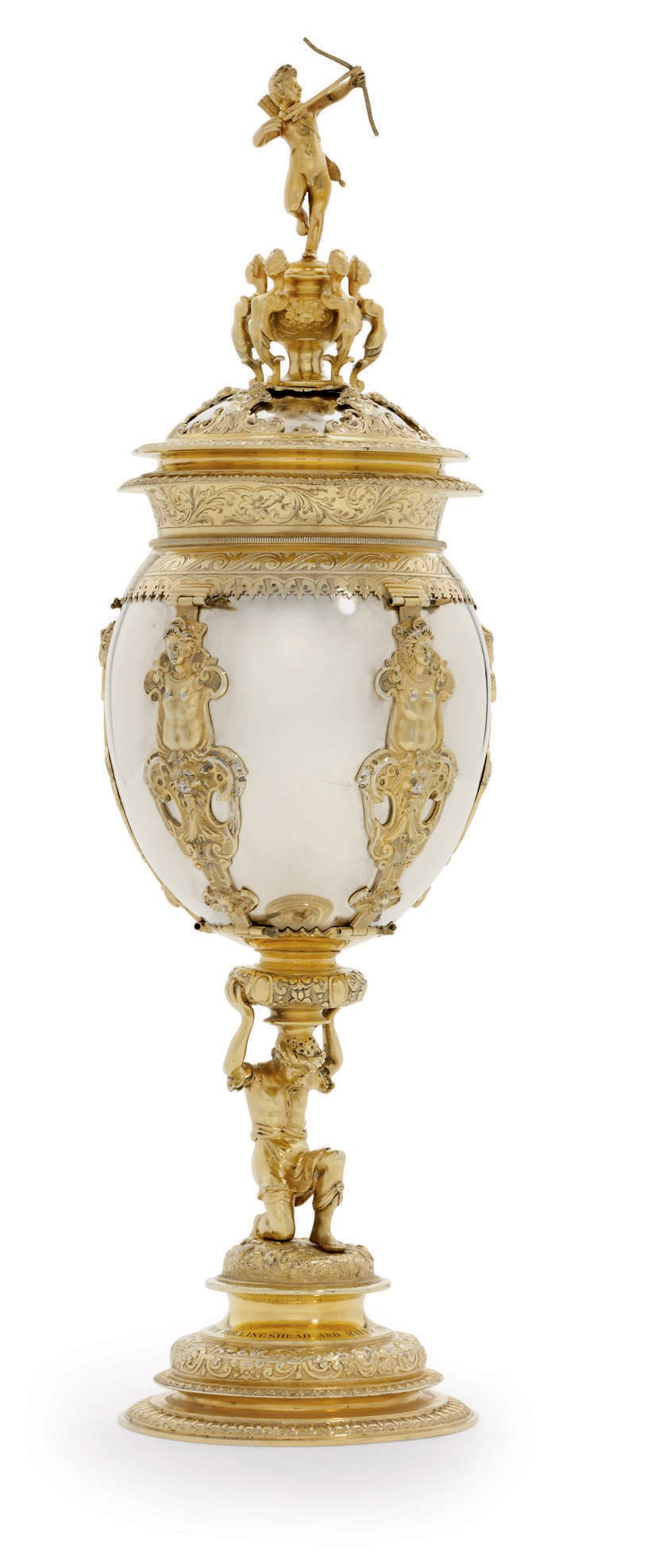 A VICTORIAN SILVER AND SILVER-GILT CUP AND COVER