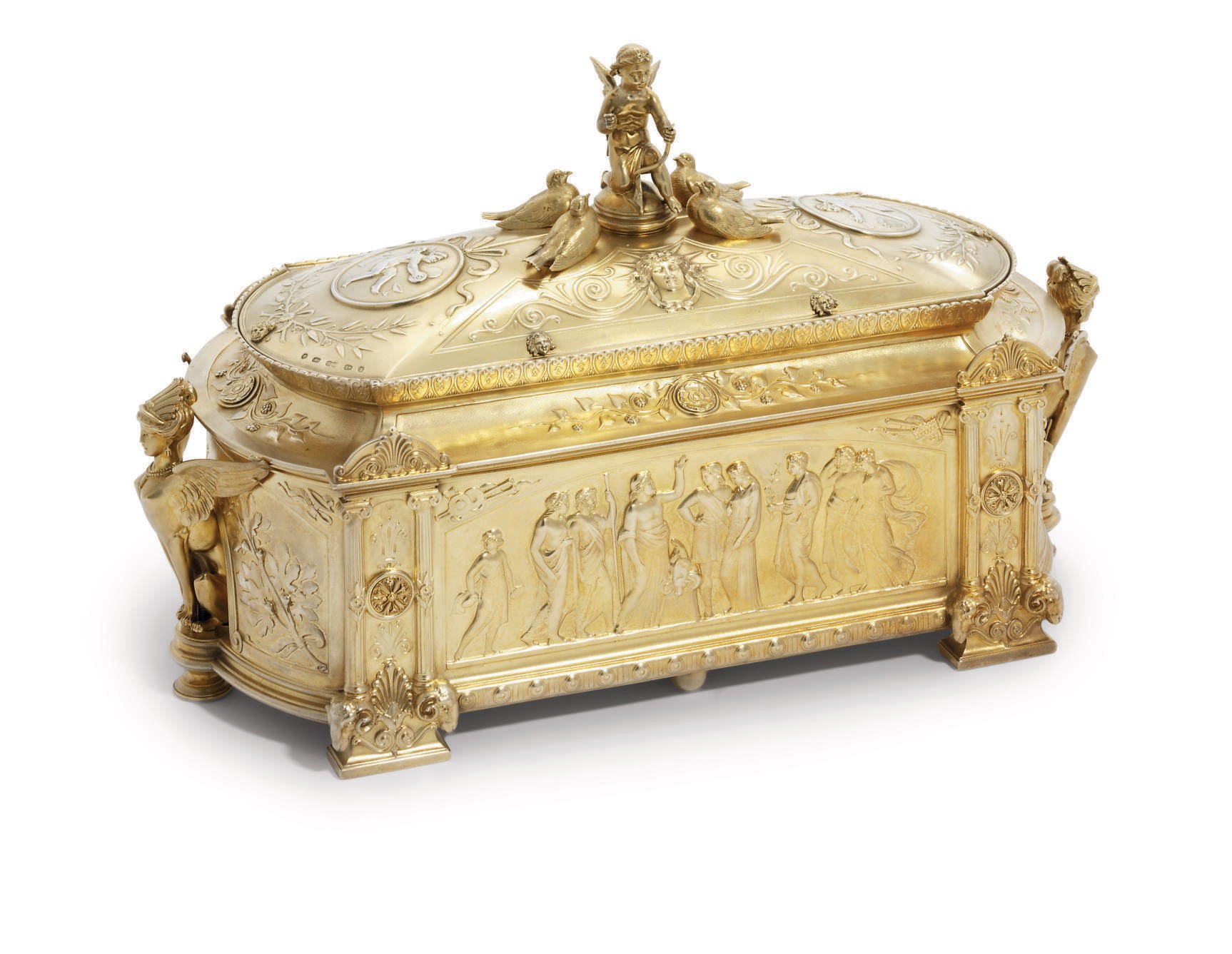A VICTORIAN SILVER-GILT CASKET