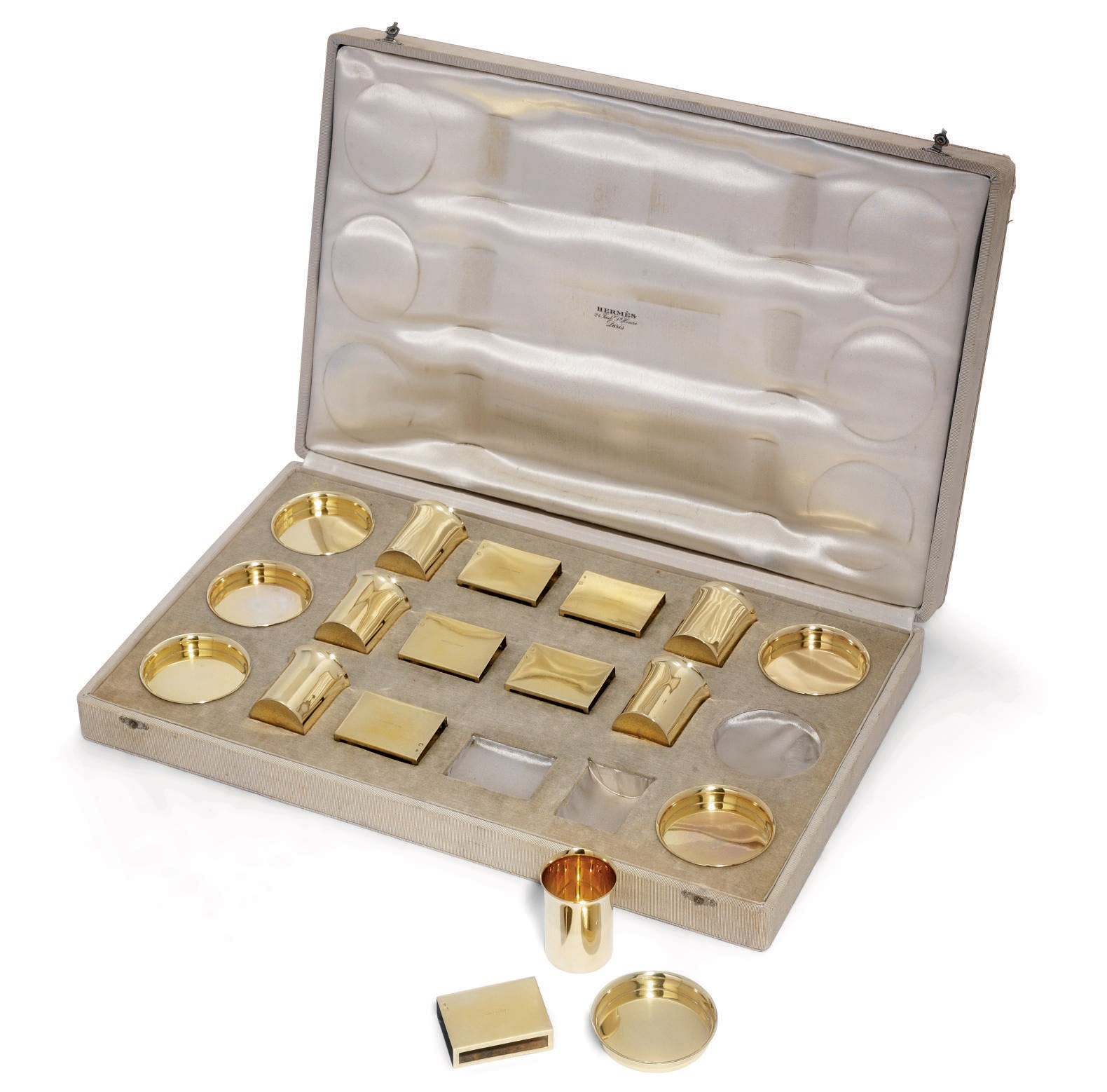 A FRENCH SILVER-GILT SMOKING-SET