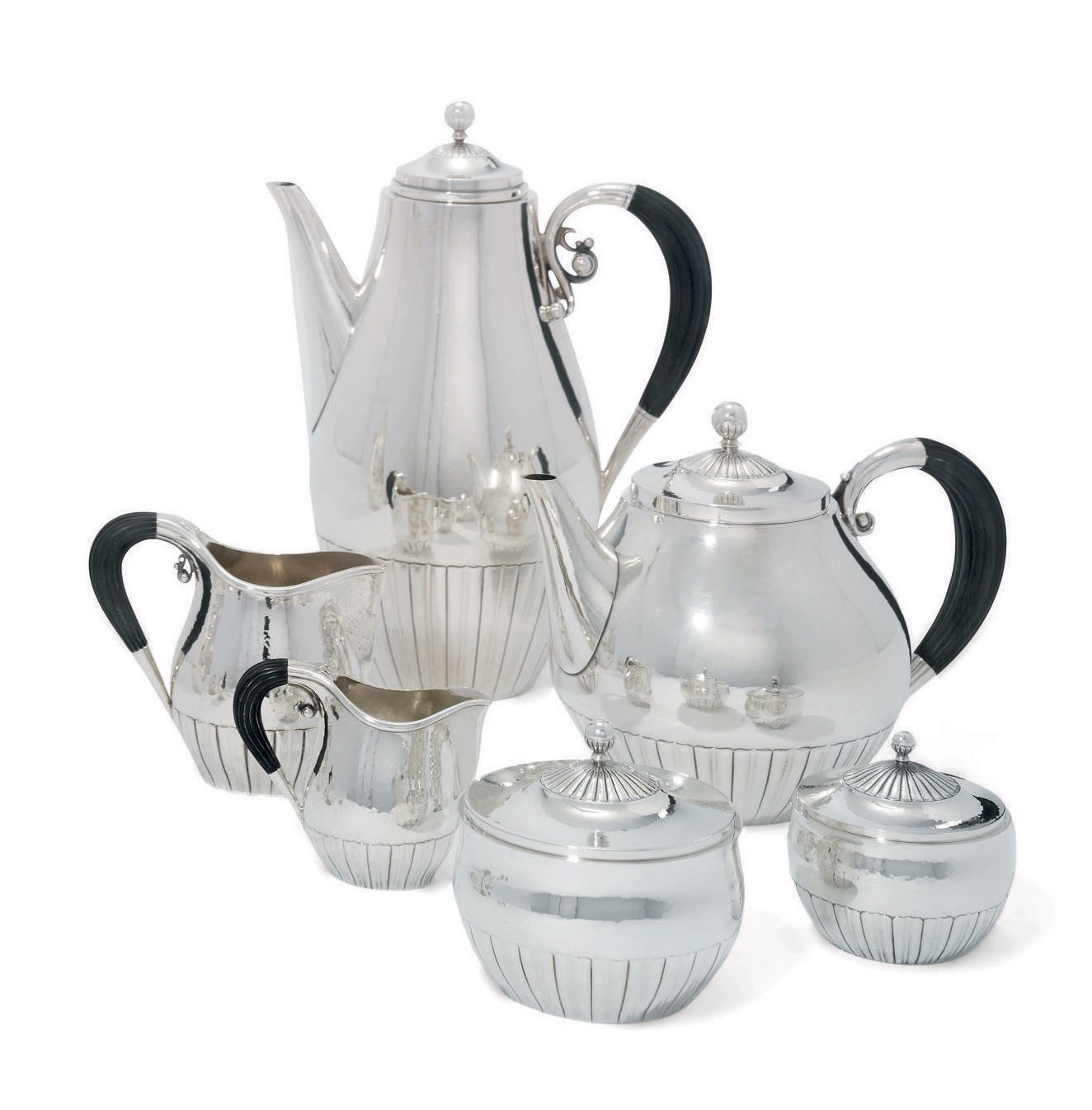 A DANISH SIX-PIECE TEA AND COFFEE SERVICE DESIGNED BY JOHAN ROHDE