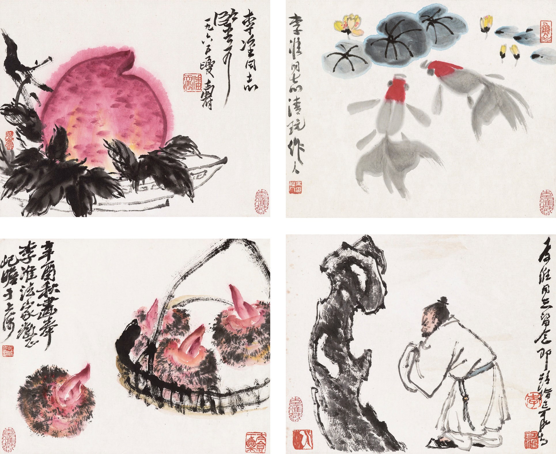LI KERAN (1907-1989)   PAN TIANSHOU (1897-1971)  ZHU QIZHAN (1892-1996)  WU ZUOREN (1908-1997)