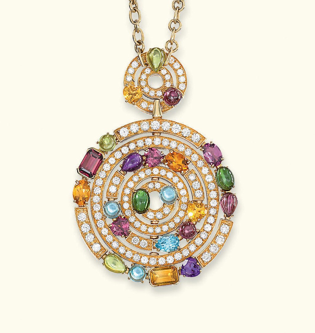 A DIAMOND AND GEM-SET PENDENT NECKLACE, BY BULGARI