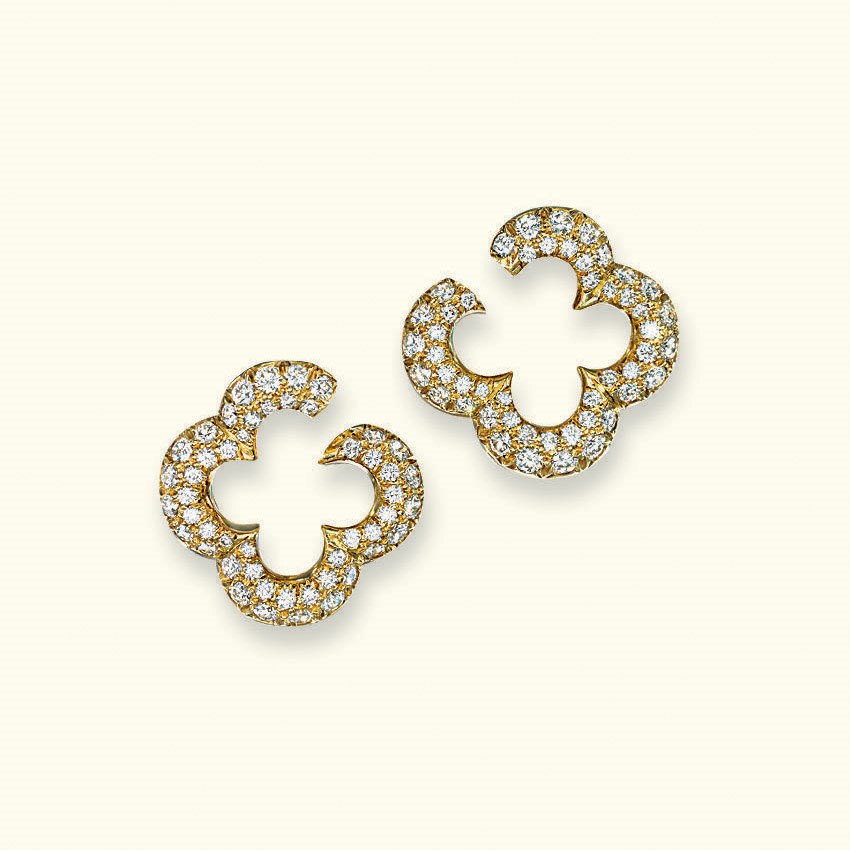 A PAIR OF DIAMOND 'ALHAMBRA' EAR CLIPS, BY VAN CLEEF & ARPELS