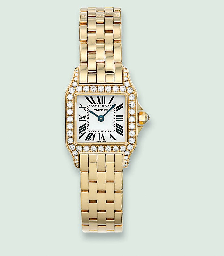 A LADY'S DIAMOND-SET 'SANTOS MADEMOISELLE' WRISTWATCH, BY CARTIER