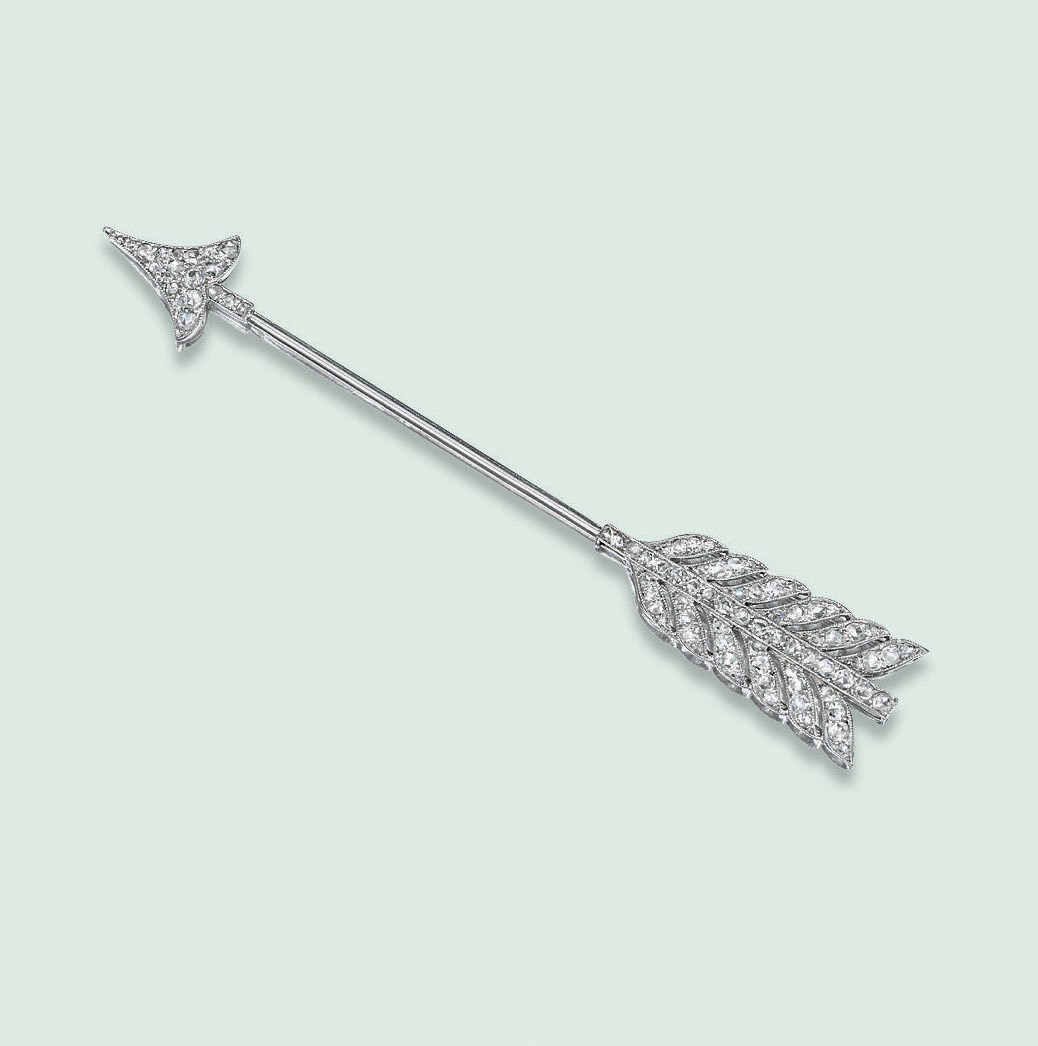 A BELLE EPOQUE DIAMOND JABOT PIN, BY CARTIER