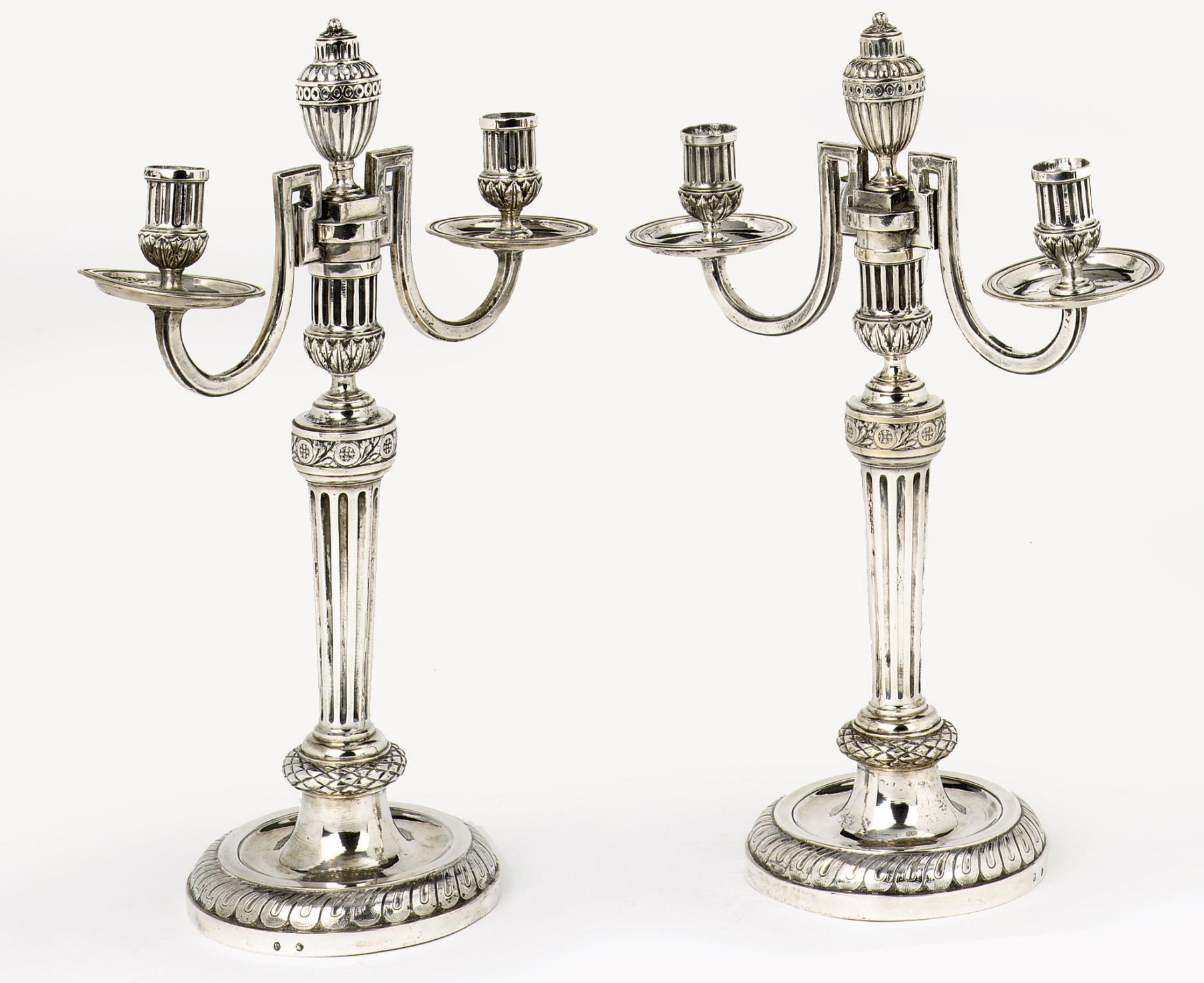 A pair of Austrian silver two-light candelabra