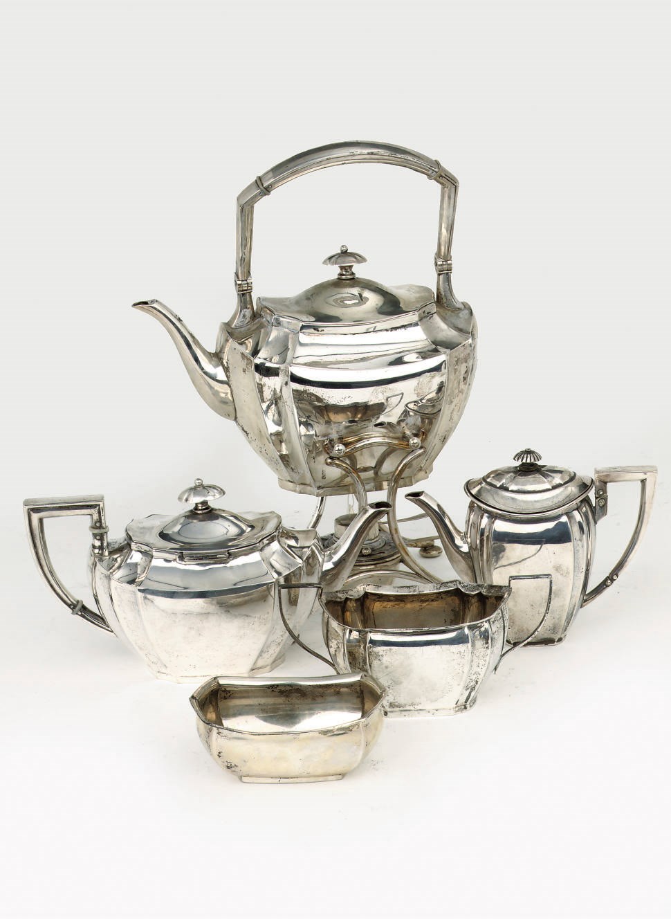 An English/German silver matched tea-service