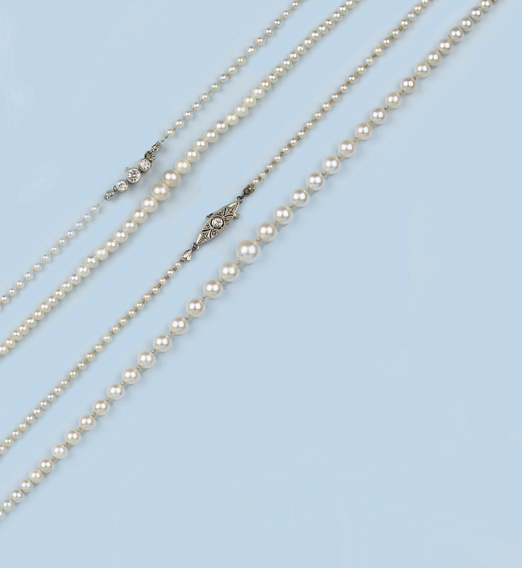 TWO CULTURED PEARL NECKLACES