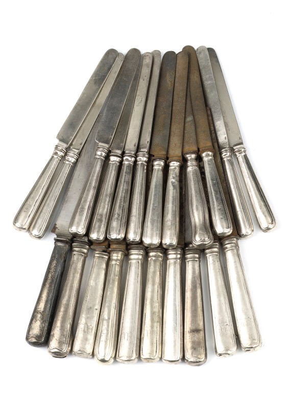 Two sets of Royal German silver knives