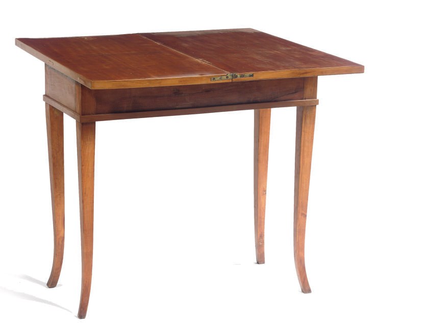 A GERMAN BIEDERMEIER FRUITWOOD GAMES TABLE