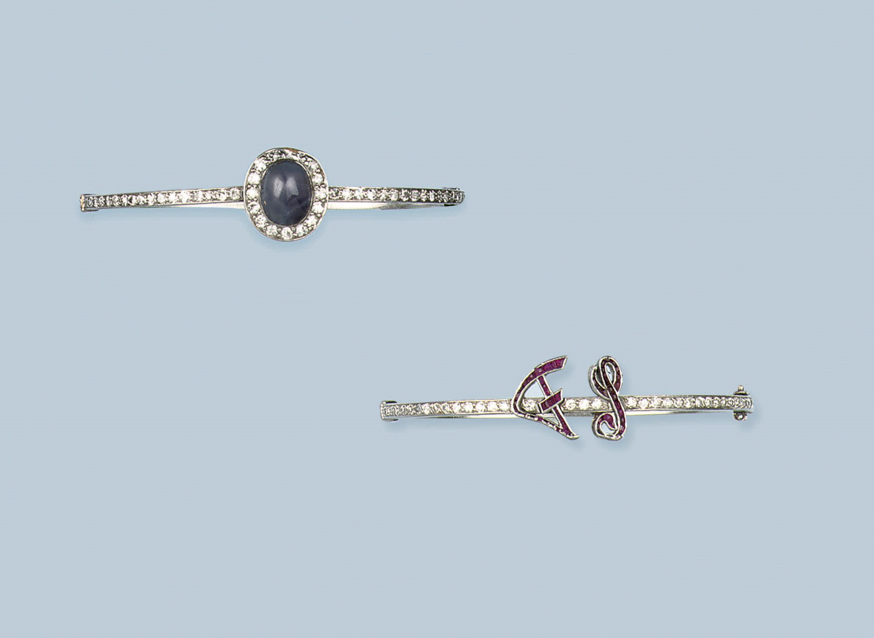 FOUR GEM SET AND DIAMOND BANGLES
