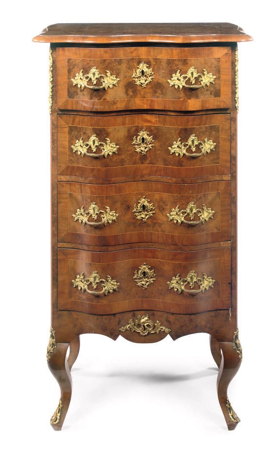 A GERMAN ORMOLU-MOUNTED WALNUT CHIFFONIER