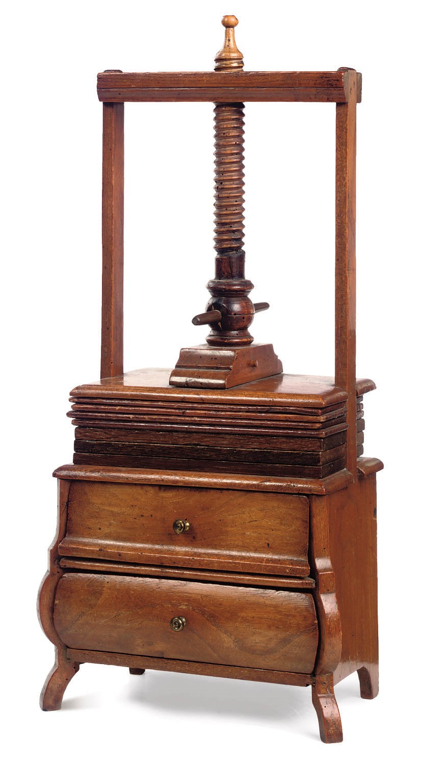 A DUTCH ELM MINIATURE LINEN PRESS