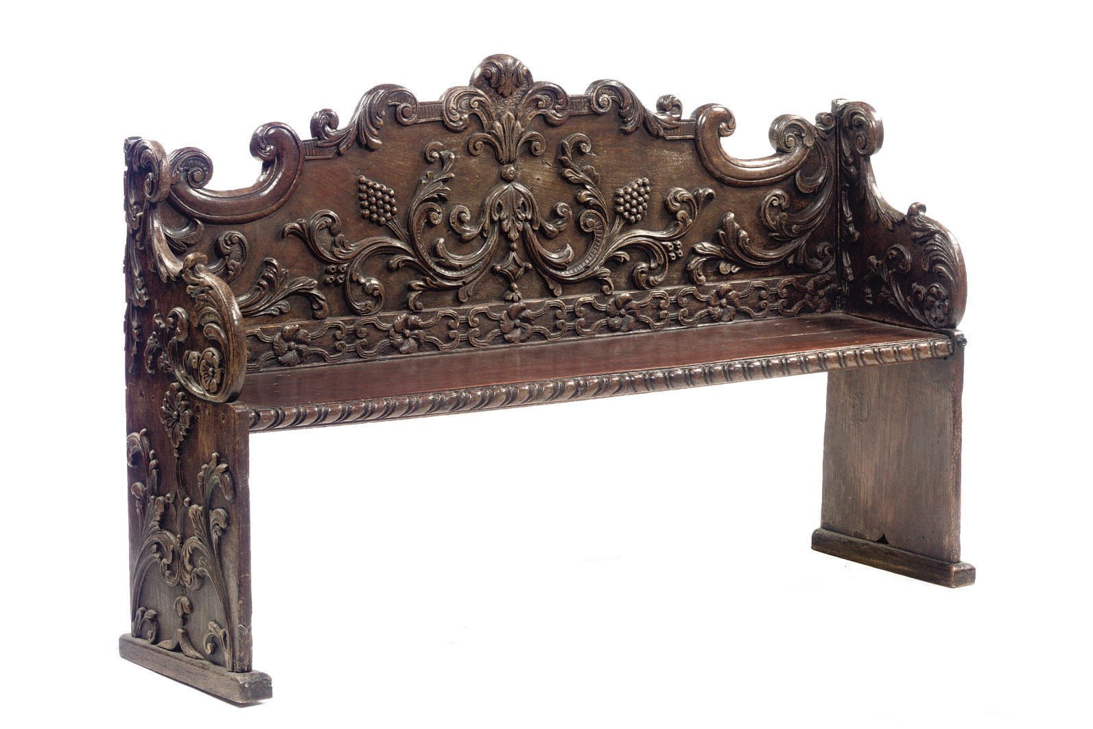A DUTCH GRAINED HALL BENCH