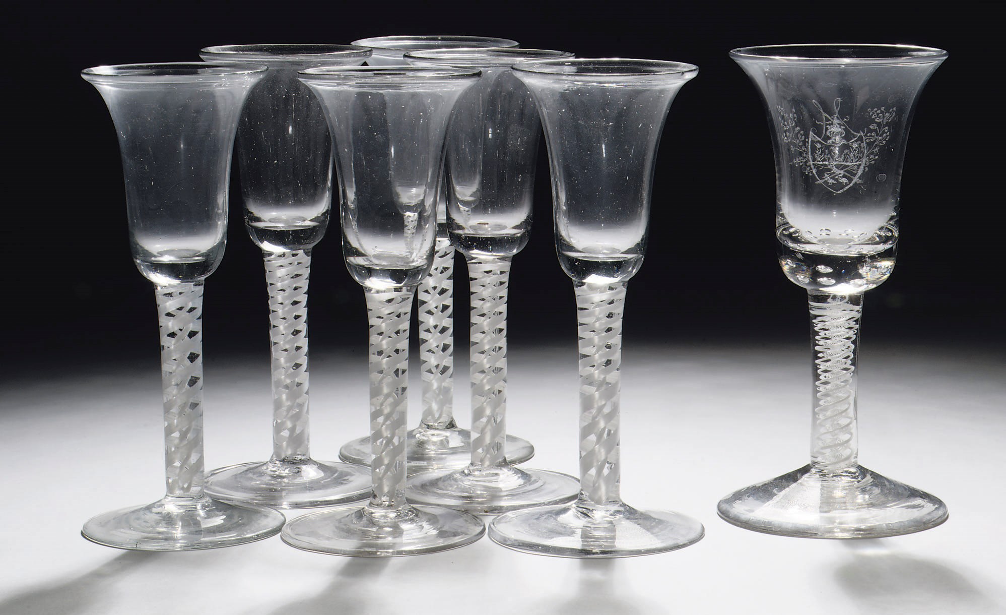 A set of six Dutch airtwist goblets