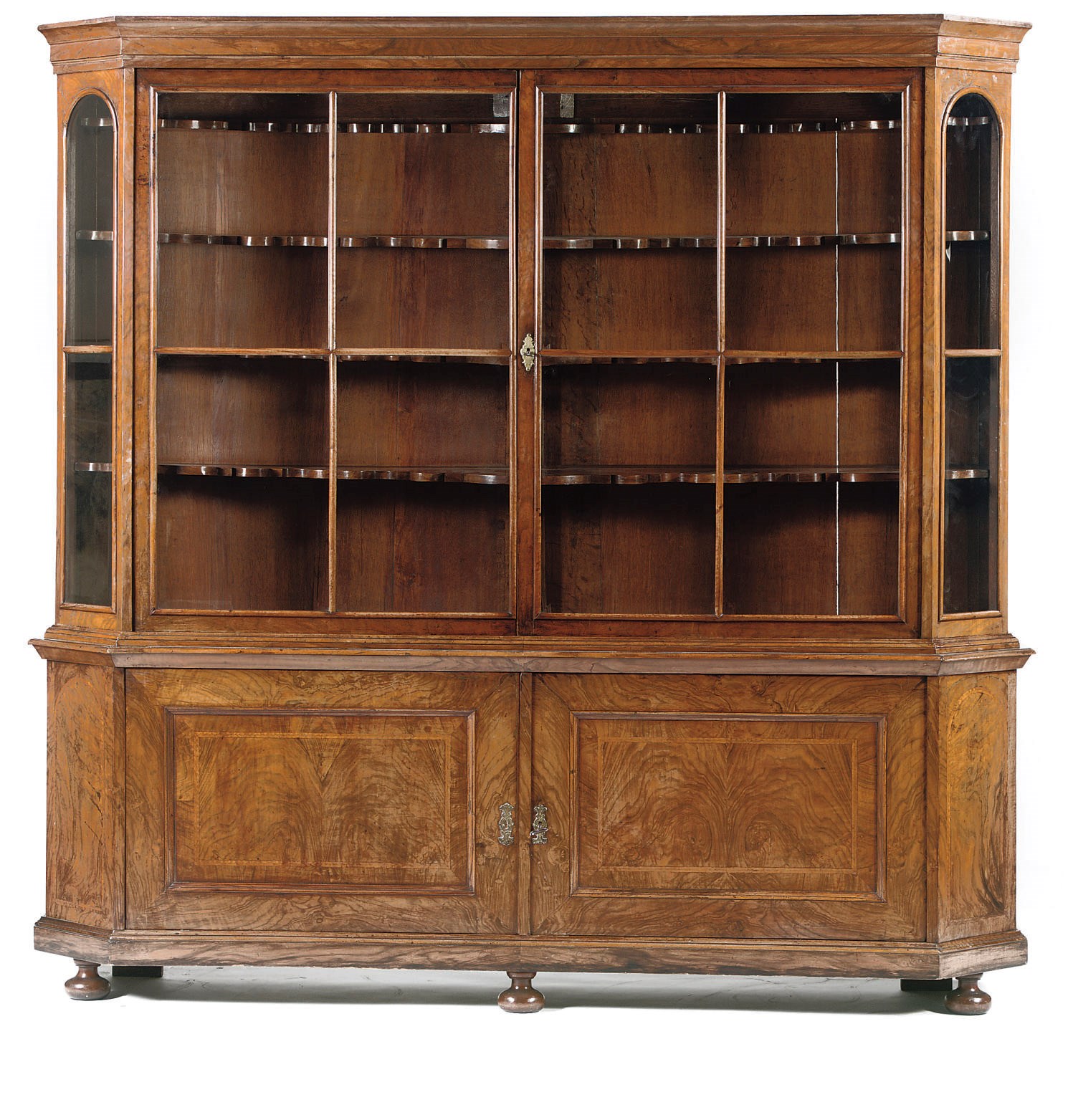 A DUTCH WALNUT DISPLAY CABINET