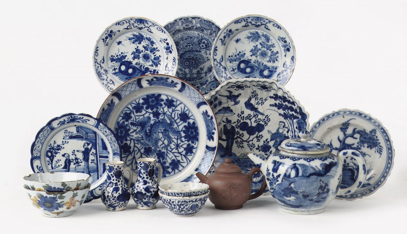 A group of assorted Dutch Delft objects