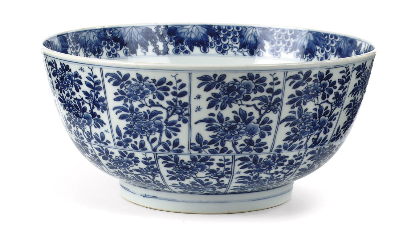A large Chinese blue and white bowl