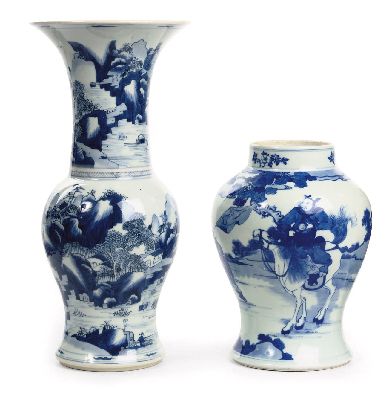 A Chinese blue and white Yanyan vase and a blue and white vase