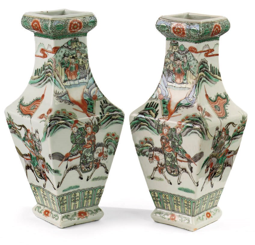 A pair of Chinese famille verte vases