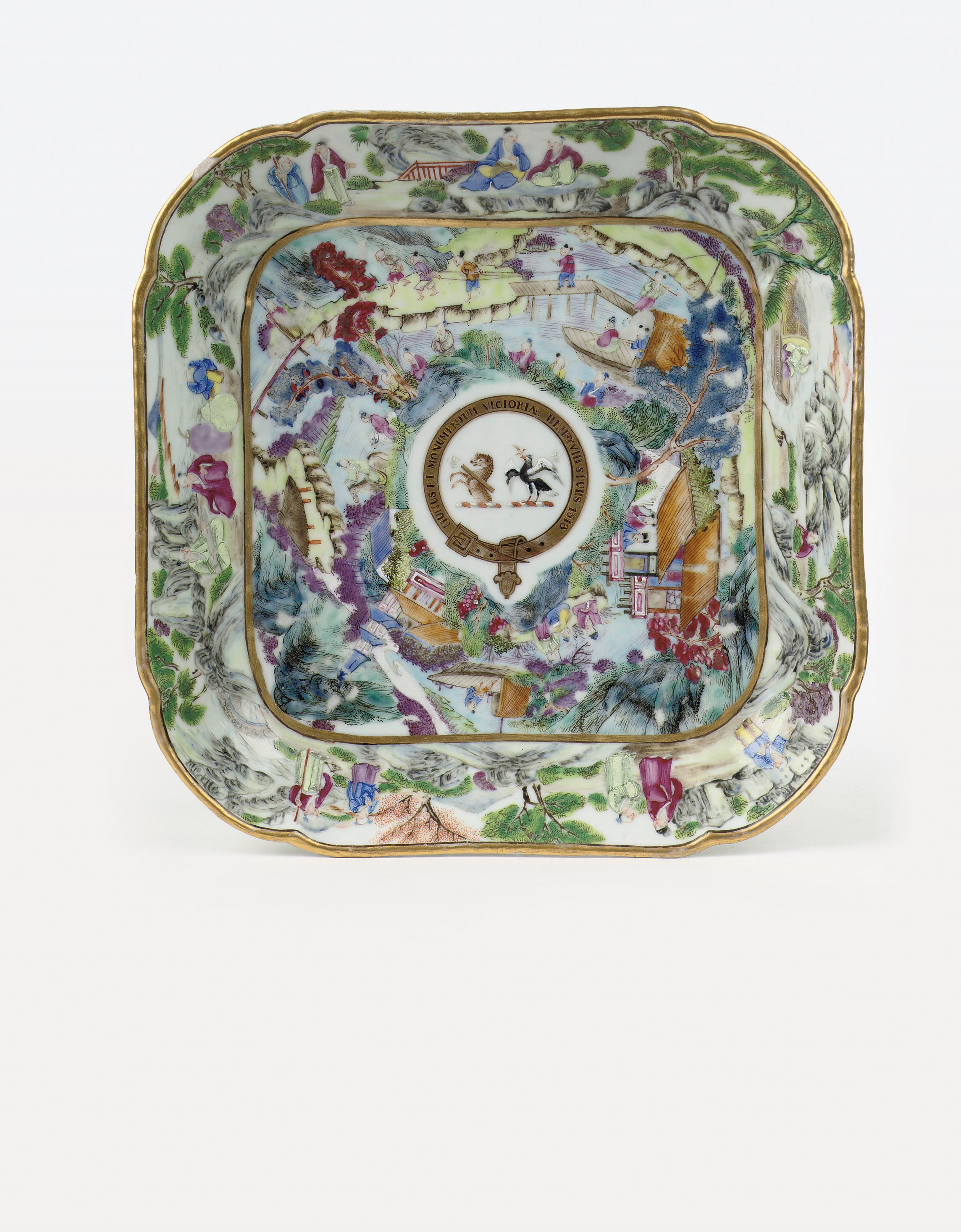 A Chinese Canton famille rose 'Memorial' dish