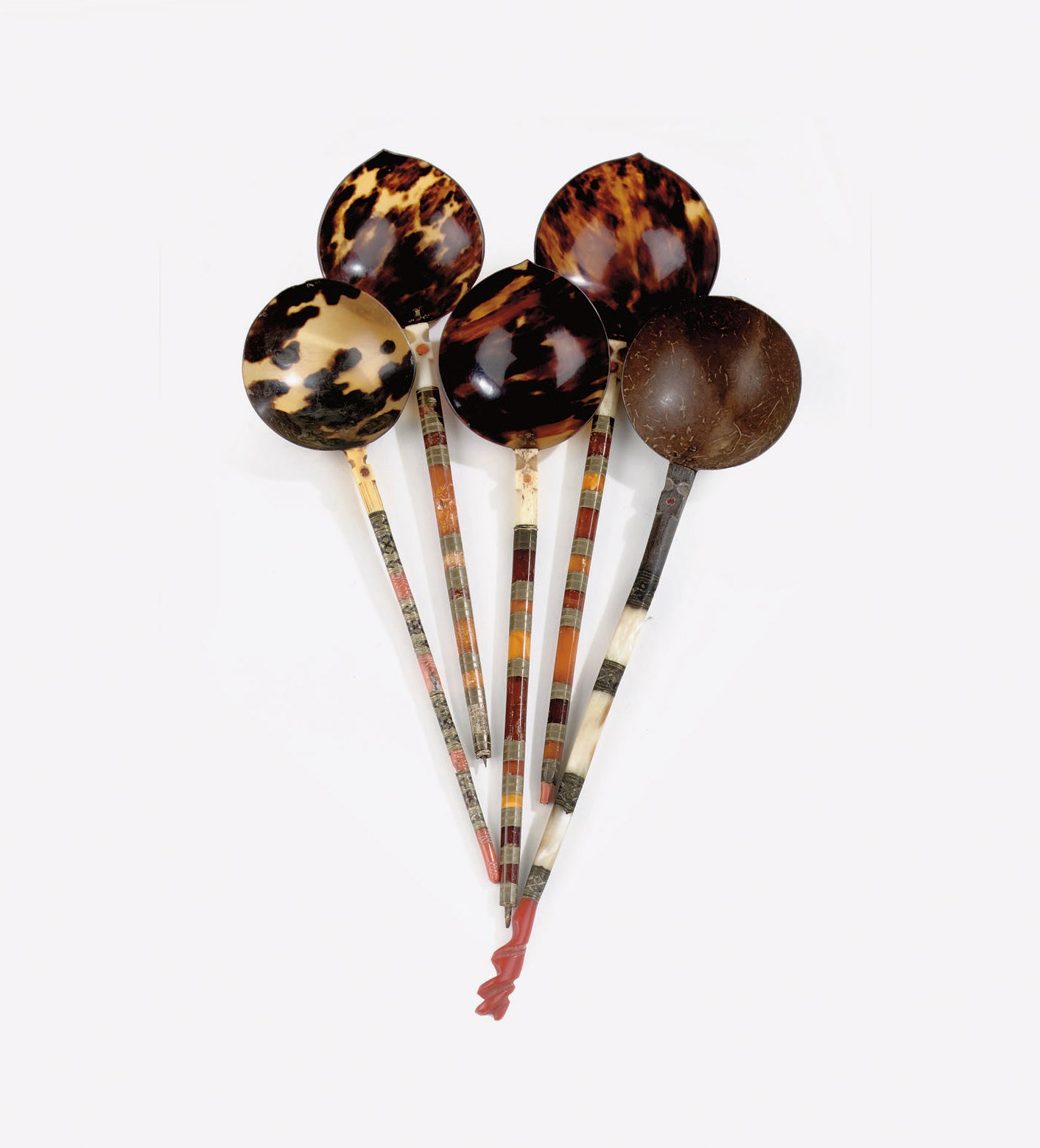 A group of five Ottoman sherbert spoons