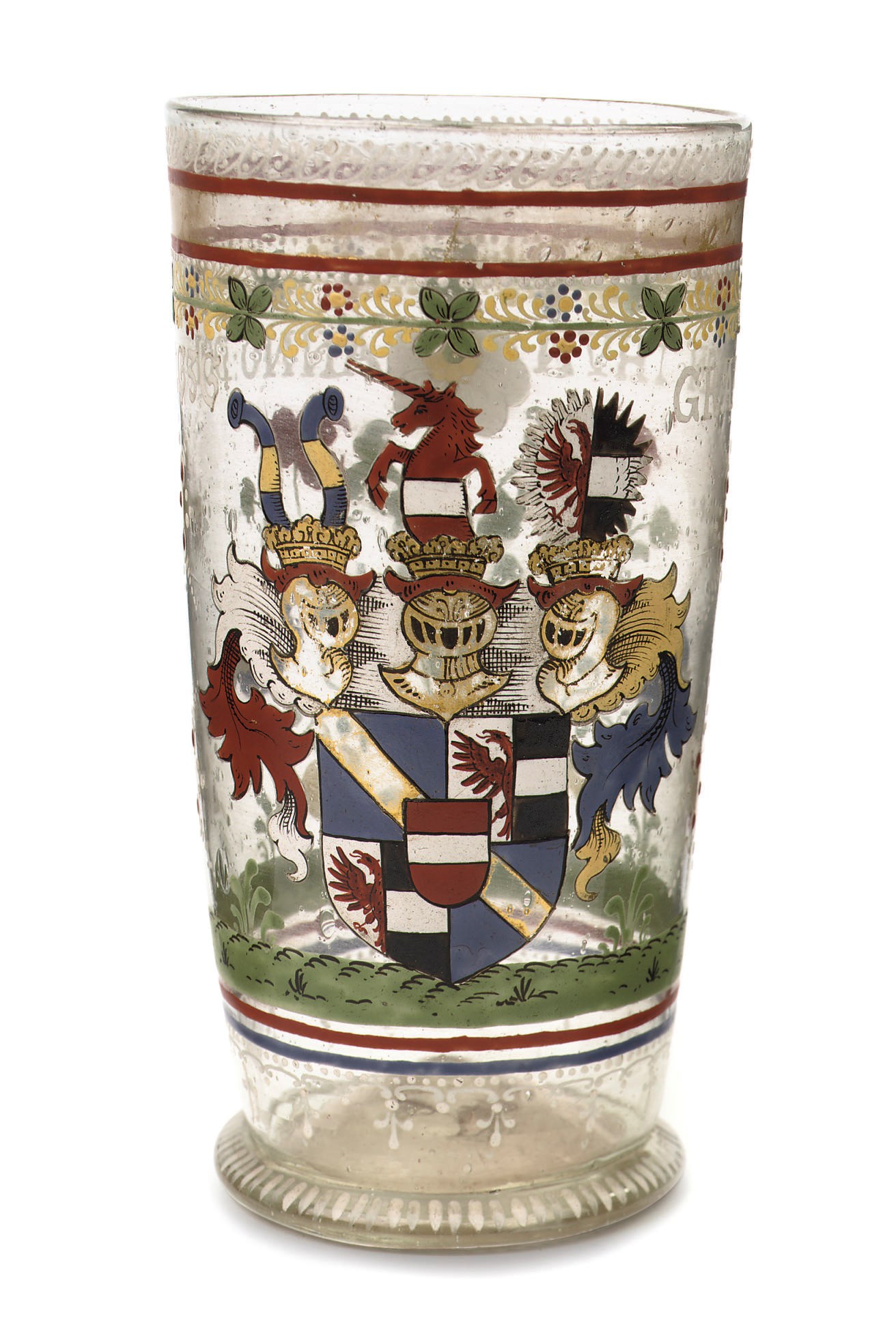A Bohemian polychrome enamelled armorial humpen