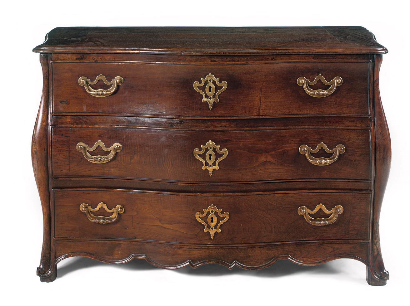 A FRENCH PROVINCIAL STAINED WOOD COMMODE