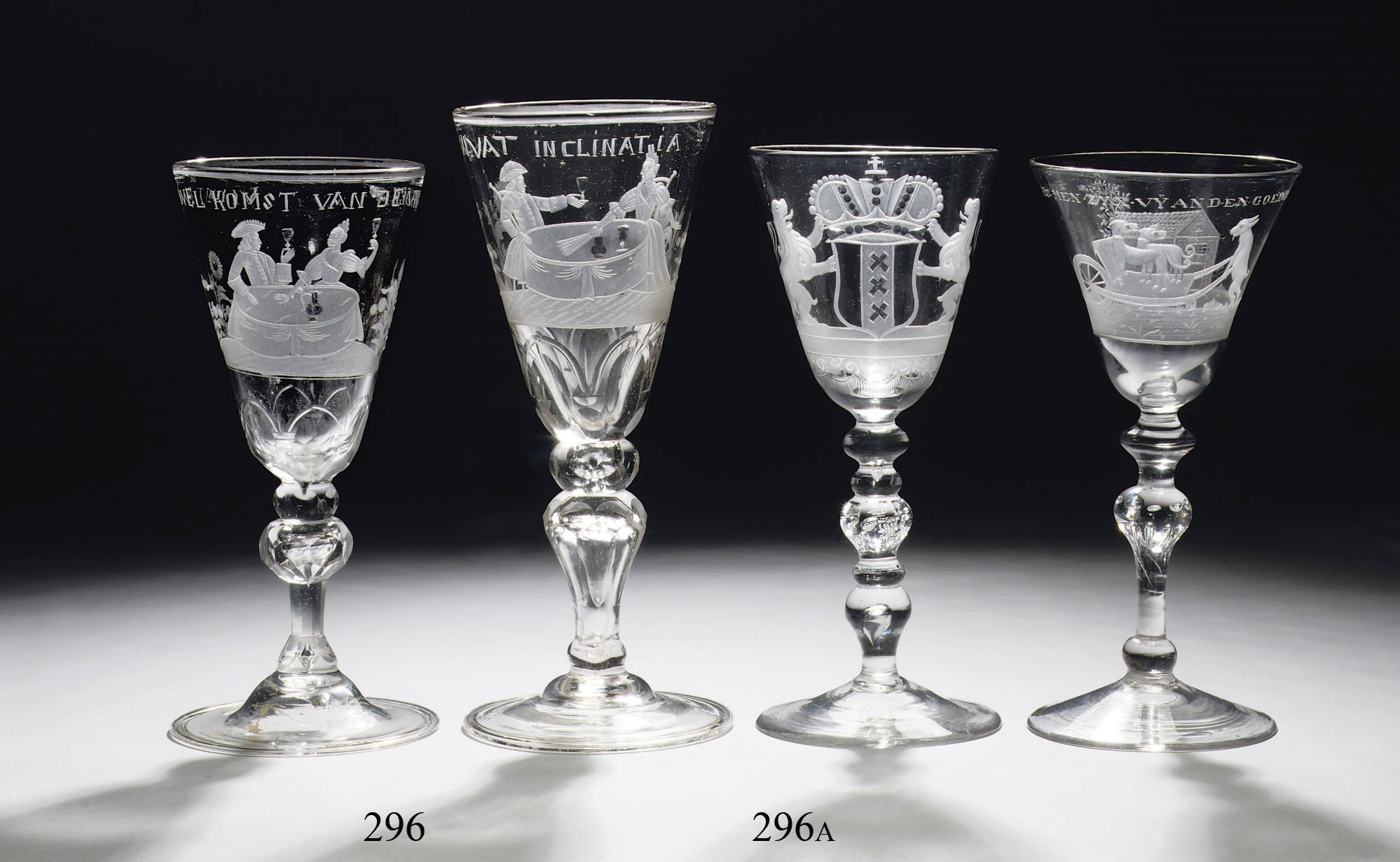 Two Bohemian engraved goblets