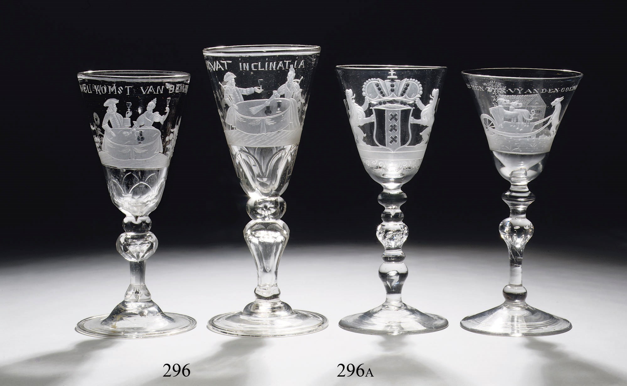 Two Dutch engraved goblets