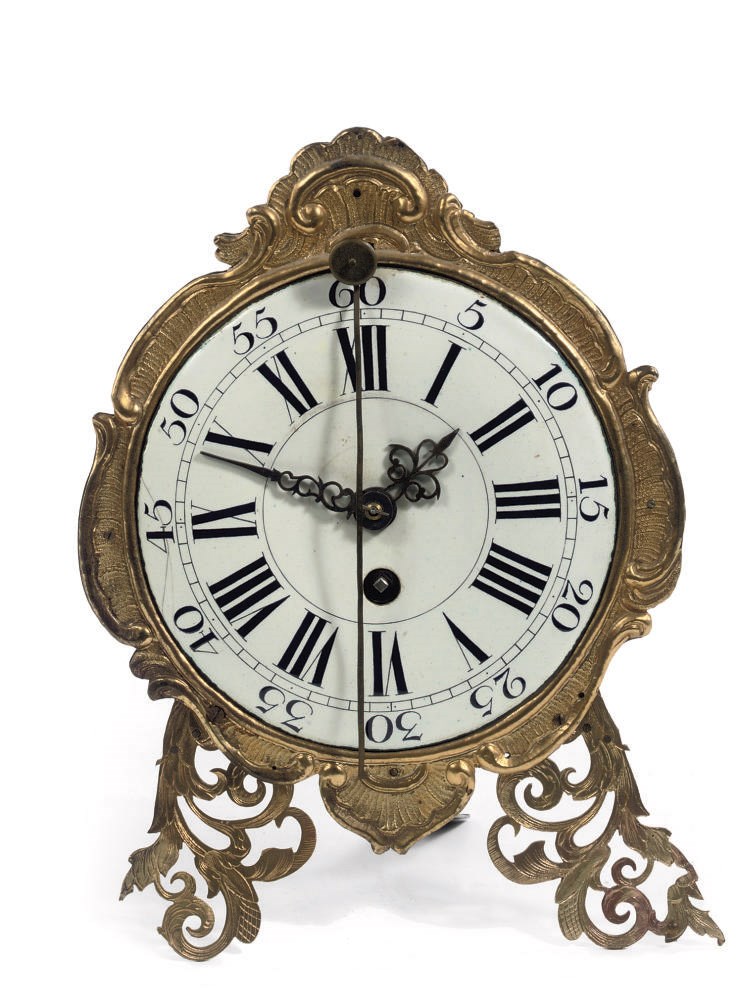A GERMAN GILT-BRASS ZAPPLER TABLE TIMEPIECE