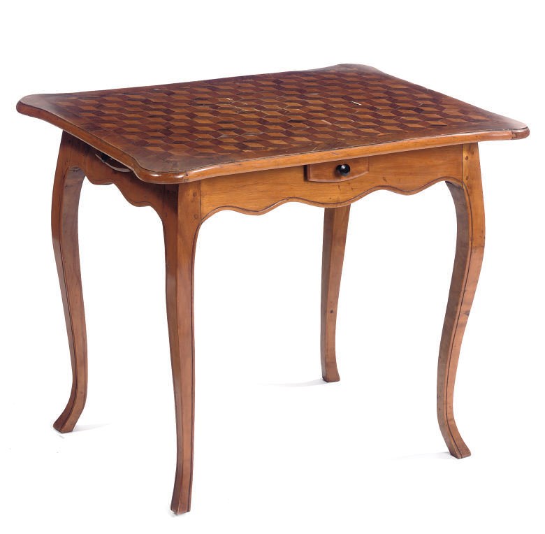 A GERMAN WALNUT, CEDAR, FRUITWOOD AND PARQUETRY GAMES TABLE