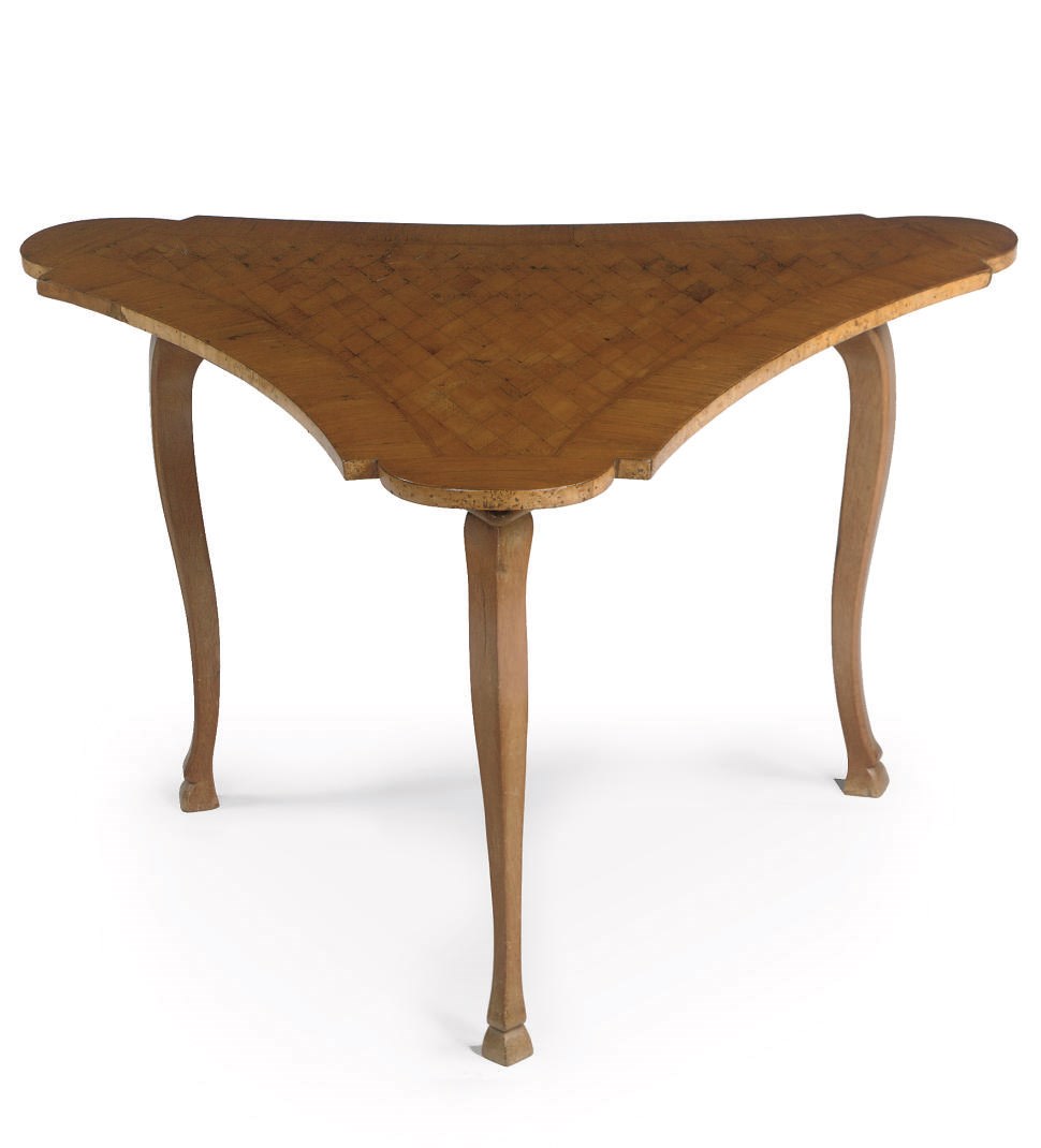 A GERMAN OAK, BURR-BIRCH AND PARQUETRY CENTRE TABLE