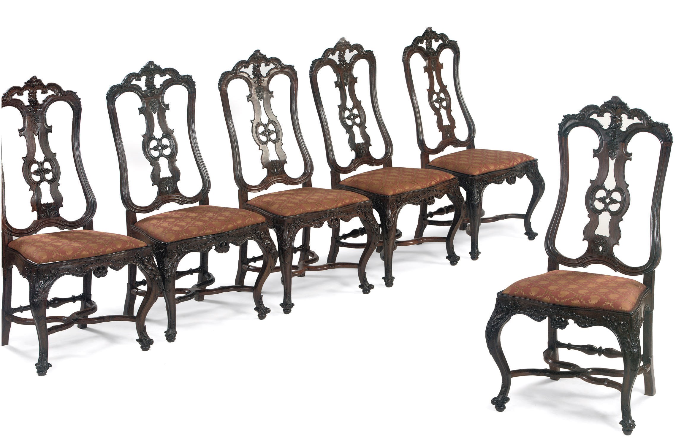A SET OF SIX PORTUGUESE ROSEWOOD SIDE CHAIRS