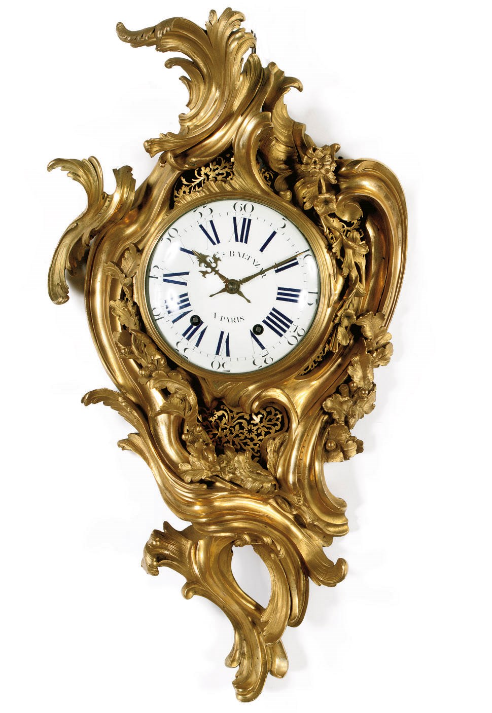 A LARGE LOUIS XV ORMOLU STRIKING CARTEL CLOCK